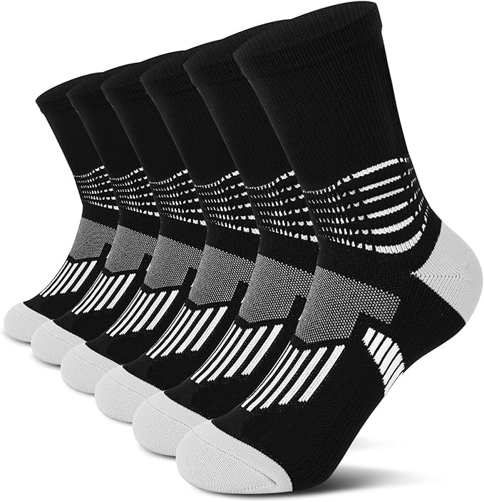 IRAMY Crew Compression Socks Athletic Running Socks for Men Women Plantar Fasciitis Relief 3/6 Pairs