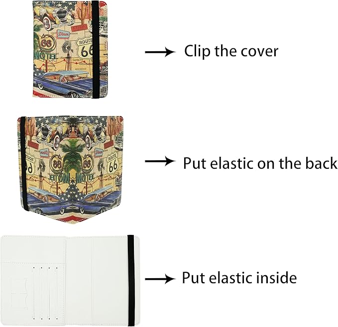 Passport Holder for Women and Men PU Leather Passport Cover for Travel (American Vintage Route 66)