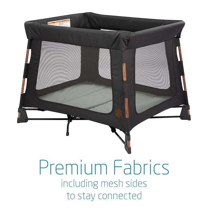 Maxi-Cosi Swift Lightweight Portable Playard, 1-Step Fold PlaypenWith Travel Bag, 2-Stage Mattress for Newborn to Toddlers, Essential Graphite