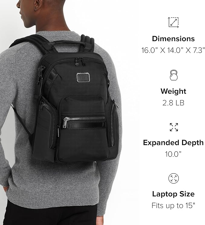 TUMI - Alpha Bravo Navigation Backpack - Everyday Travel Backpack - Fits Up to 15" Laptop - 16.0" X 14.0" X 7.3" - Steel