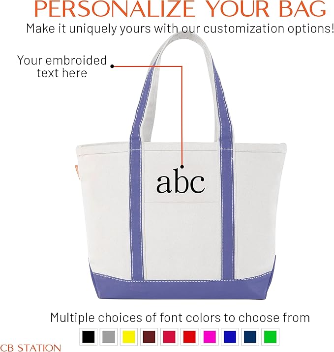 CB STATION Medium Classic Canvas Tote Bag for Women, Top Zipper Closure, Outer Pocket, Daily Essentials, Groceries, Traveling