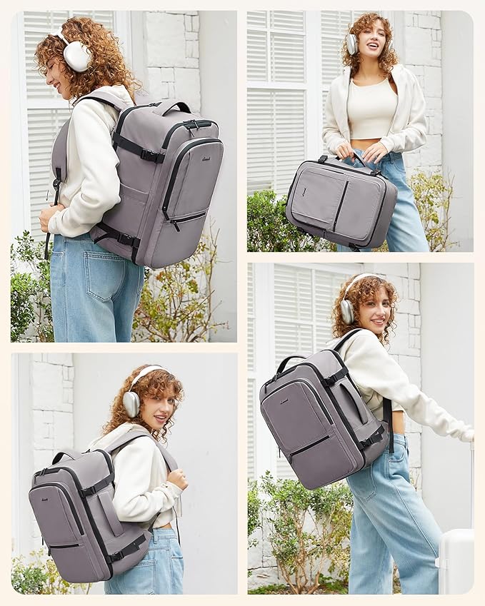LOVEVOOK Travel Backpack for Women & Men, 60L Large Carry On Backpack Airline Approved, TSA Personal Item Weekender Bag, Water Resistant Laptop Backpacks with 3 Packing Cubes for Travel Essentials