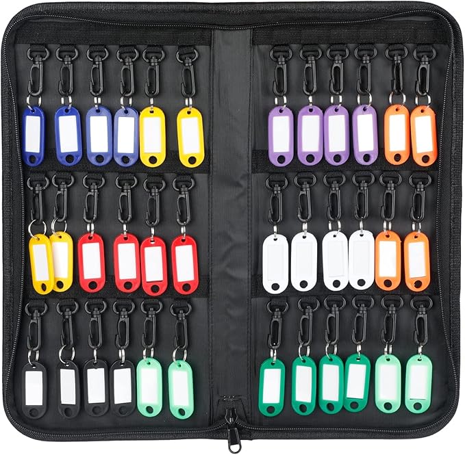 Uniclife Zippered Key Case Organizer Waterproof and Fireproof Key Binder with 36 Hooks and Tags Portable Key Storage Book for Offices Real Estate Agencies Hotels and Rental Management