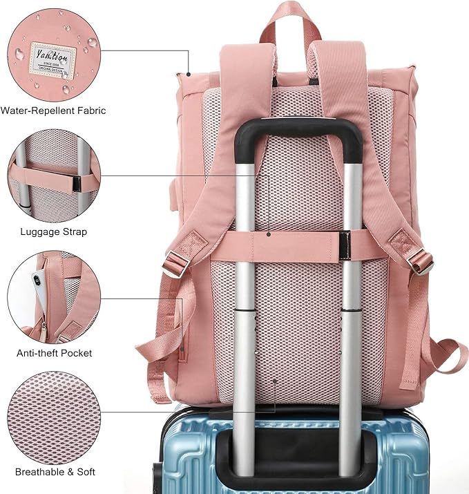 Women Backpack Schoolbag for Teen Girls,College Student Bookbag for 17 Inch Laptop,Work Gym Computer Bags with USB Charging Port