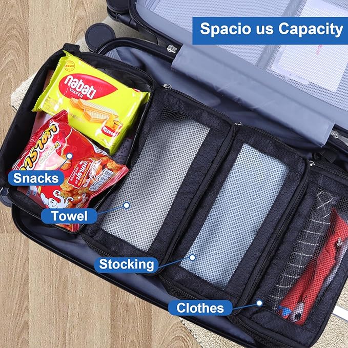 Suitcase Organizer, Travel Luggage Organizer Portable Hanging Travel Shelves Collapsible Hanging Packing Cubes for Carry on Suitcase