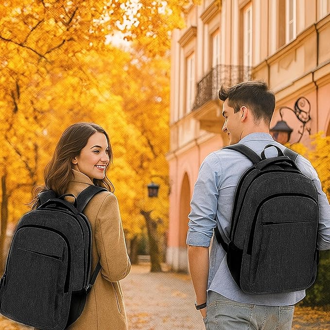 Large Travel Laptop Backpack, Business Anti Theft Slim Sturdy 18 Inch Laptops Bag with USB Charging Port, Waterproof College Computer Bag Gift for Men & Women Fits 18 Inch Notebook, Black
