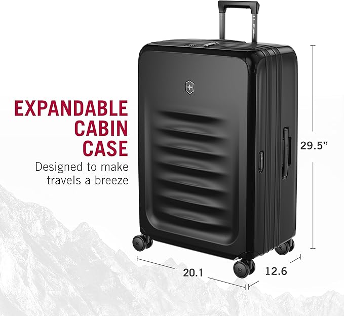 Victorinox Spectra 3.0 Expandable Large Case - Modern Hardside Luggage - Rolling Suitcase with Spinner Wheels - Holds Travel Accessories - 103 Liters, Black
