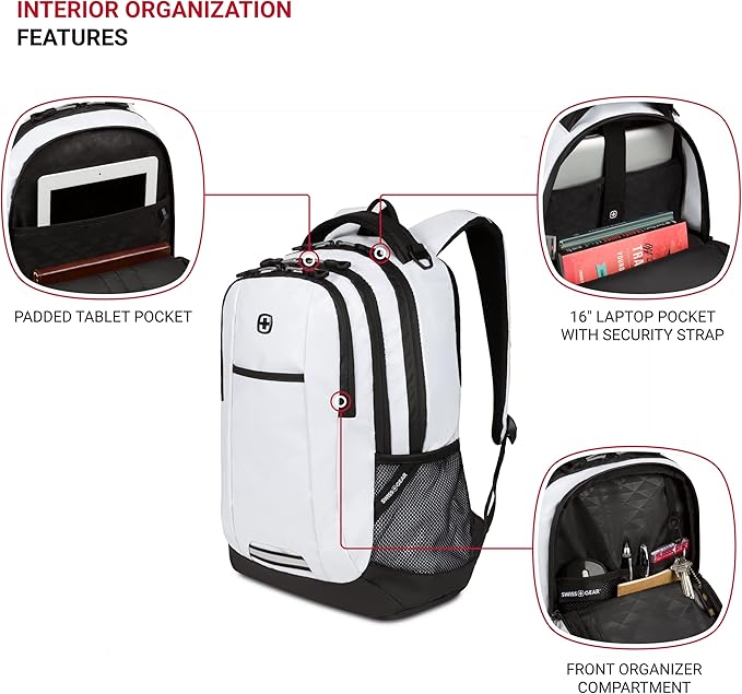 SwissGear Cecil 5505 Laptop Backpack, White, 18-Inch
