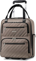 LUGGEX Underseat Carry On Luggage with Wheels, Stylish Lightweight Under Seat Luggage, Soft Sided Personal Item Suitcase for Short Trip (Cafe Latte, 16 Inch)