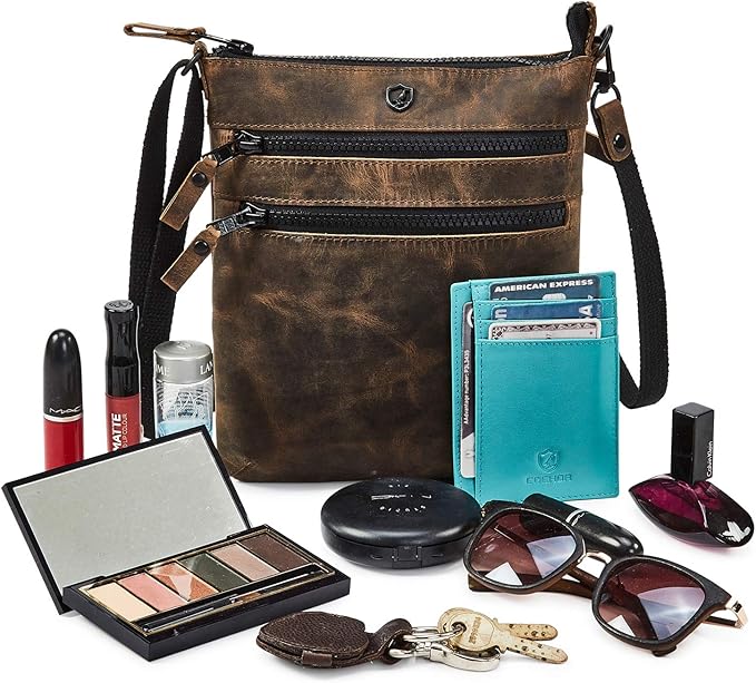 Crossbody Sling Bag for Women Small Real Leather Purse Vintage Travel Crossover Shoulder Bag Handmade