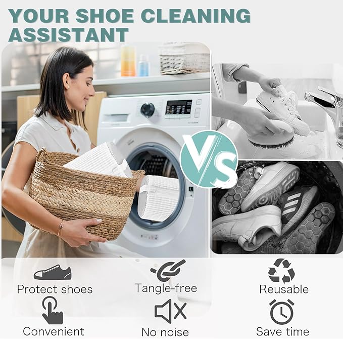 Shoe Washing Machine Bag,Laundry Shoe Bag for Washer and Dryer,Reusable Shoe Cleaning Bag for Sneakers,Tennis Shoes,With Self-locking Zipper, Microfiber Inside,Include Shoes Storage Bag (White(1PC))