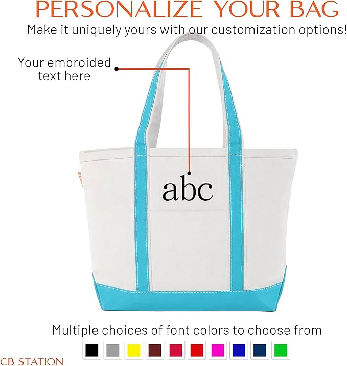 CB STATION Medium Classic Canvas Tote Bag for Women, Top Zipper Closure, Outer Pocket, Daily Essentials, Groceries, Traveling