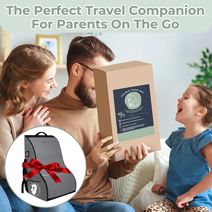 Car Seat Travel Bag for Airplane – Padded Carseat Backpack Carrier for Airport Travel – Fits Convertible & Booster Seats – Waterproof, Durable, Airline Approved – for Parents on the Go