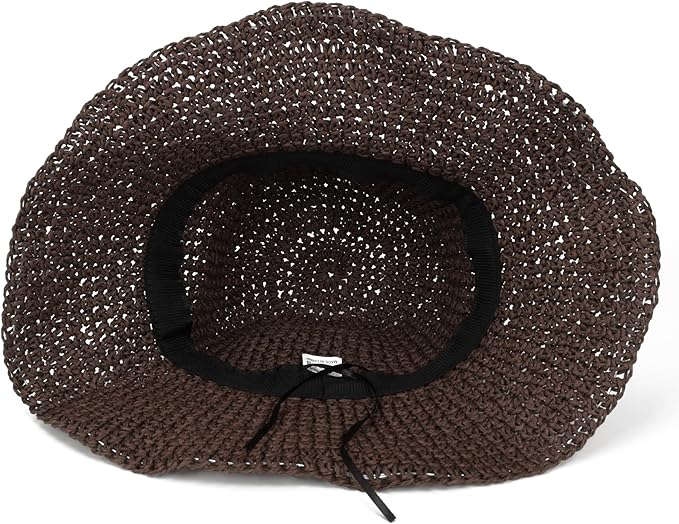 Womens Wide Brim Straw Sun Hat Foldable Floppy Crochet Beach Hat for Summer