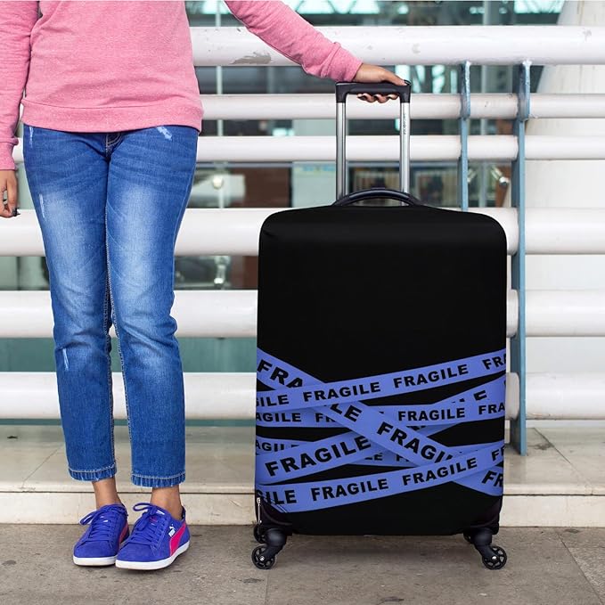 HYPER VENTURE Washable Luggage Cover - Fashion Suitcase Protector Fits 27-30 Inch Luggage (Fragile, L)