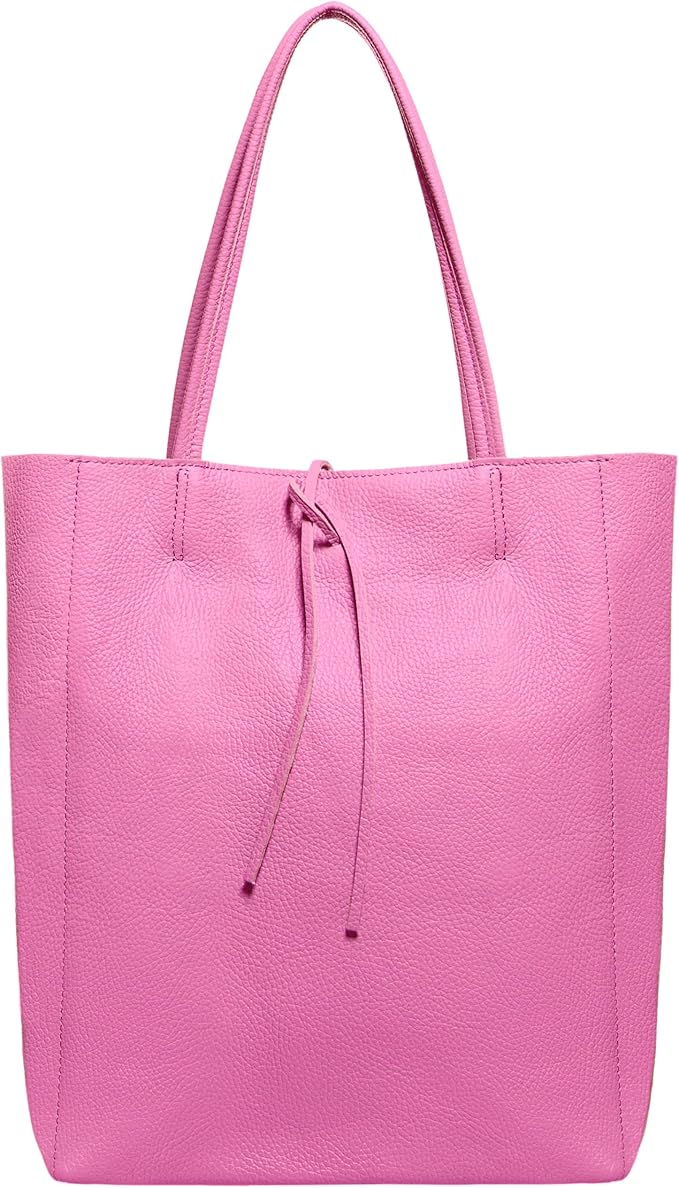 Italian Calf Leather Tote for Women with Zipper, Inner Pocket & Flat Base | Soft Unlined Shopper for Work & Travel