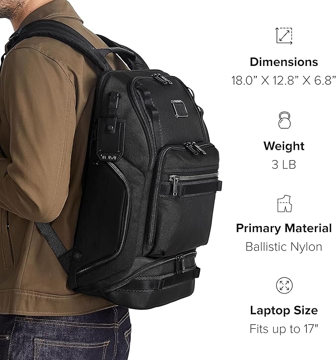TUMI - Alpha Bravo Renegade Backpack - Travel Backpack & Laptop Bag - With TUMI Tracer - 18.5" X 12.8" X 7.0" - Black