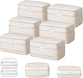 DIMJ Comforter Storage Bag - 100L Large Capacity Blanket Storage Compression Bags, Washable Space Saving Self Compression Organizer with Window Handles, Space Saver for Clothes, Bedding, Sheet