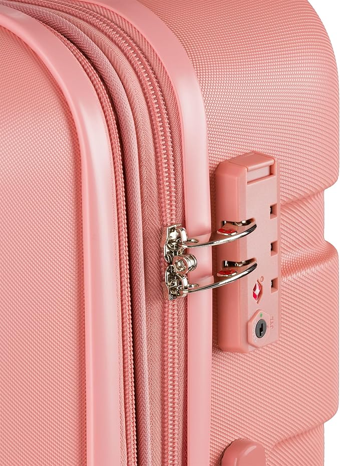 SwissGear 7366 Hardside Expandable Luggage with Spinner Wheels, Coral Almond, Checked-Medium 23-Inch