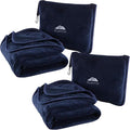 BlueHills Premium Soft 2-Pack Travel Blanket Pillows Airplane Large Plane Flight Throw Blankets for Two in Bag Compact Traveling Essentials Set Packable Warm Gifts Navy Blue T011