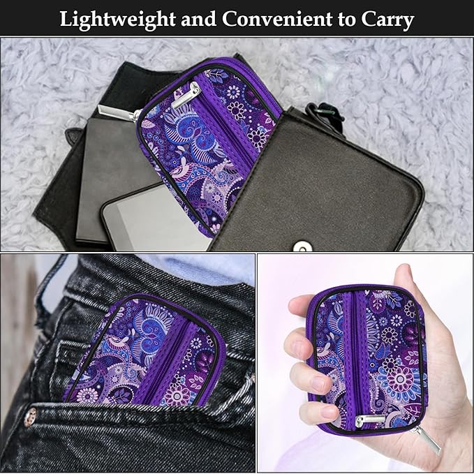 Serfeymi Weekly Travel Pill Organizer Pill Case for Purse with Removable 7 Day Pill Box, Fashionable Travel Medicine Organizer Pill Container for Medicine, Vitamin, Supplement - Purple 01 + Pill Box