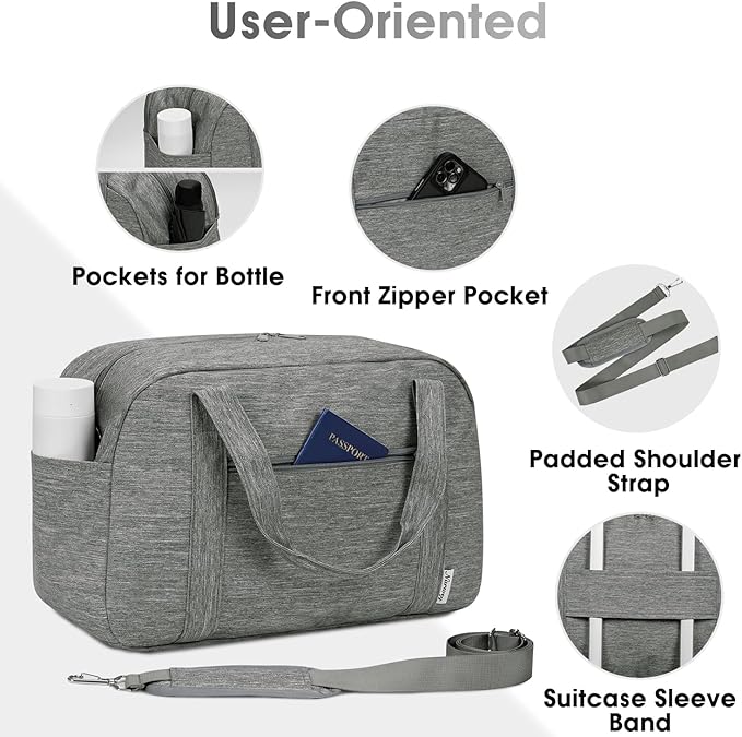 Narwey 18" Carry on Bag with Laptop Compartment 14 Inch Travel Duffel Bag for Spirit Airlines Personal Item Bag Overnight Weekender Bags with Wet Pocket for Women and Men (Grey)