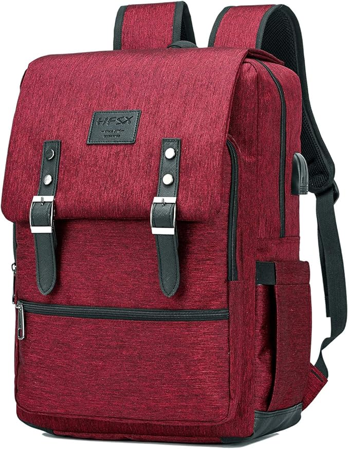 HFSX Vintage Backpack Anti Theft Laptop Backpack Men Women Business Travel Computer Backpack College Bookbag Stylish Water Resistant Vintage Backpack with USB Port Fits 15.6 Inch Laptop