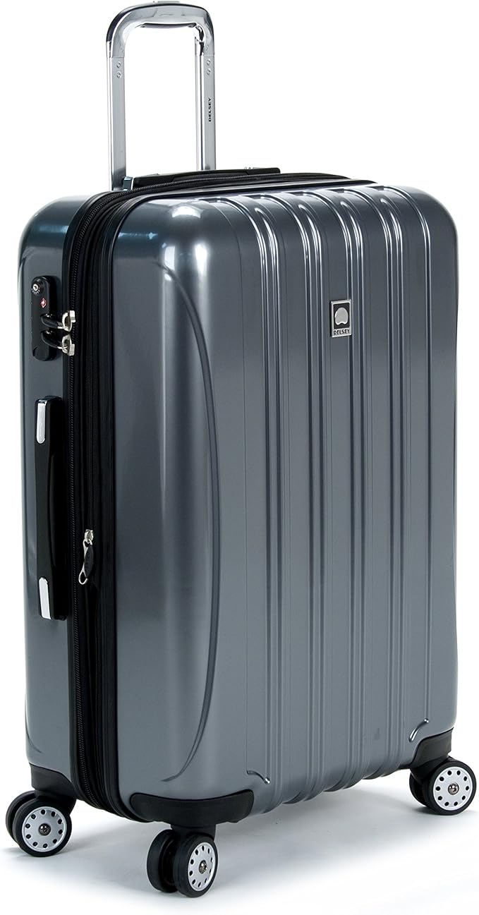 Delsey Luggage Aero 3 Piece Set (21"/25"/29") Spinner Suitcase (Platinum)