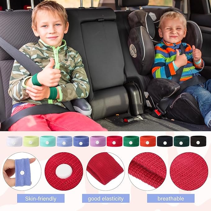 Zhanmai 12 Pairs Motion Sickness Bands for Kids Adults Nausea Wristbands Colorful Nausea Relief Bracelet for Car Sickness Pregnancy Ride Sea Flying Travel