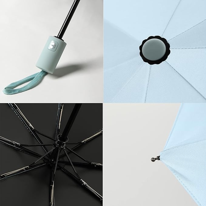 BAODINI Small UV Protection Travel Umbrella Compact for Rain and Sun UPF 50+ 41 inch Portable Umbrella for Women and Men