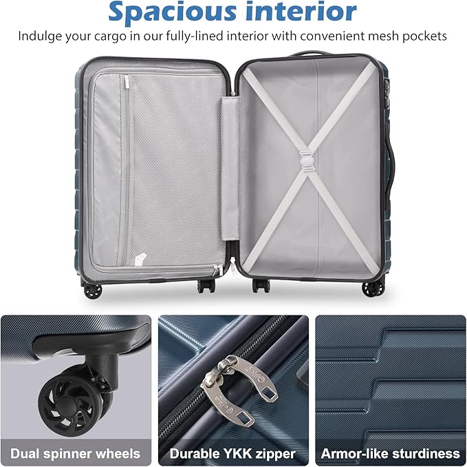 Coolife Medium Luggage Hardside Carry On with Spinner Wheels TSA Lock Telescopic Handle