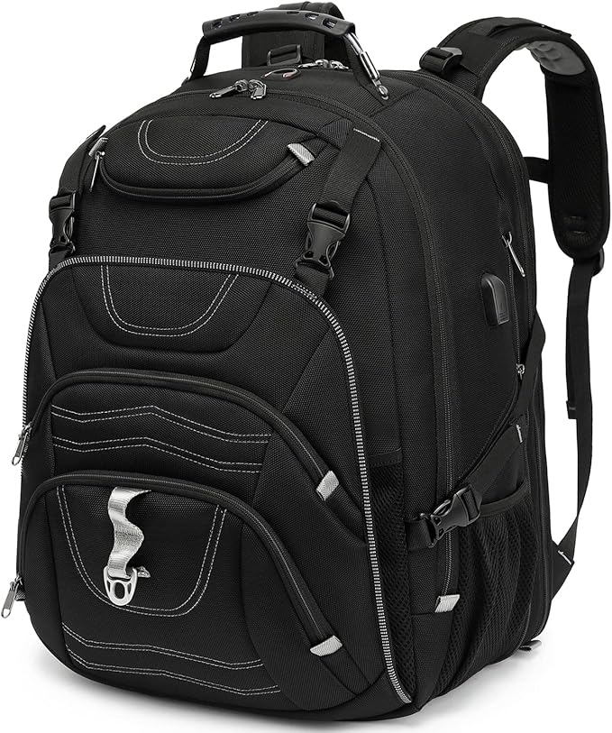Boniyee Travel Backpack 17.3 Inch, Business Anti-Theft Laptop Bag with USB Charging Port, Waterproof