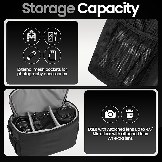 Tamrac Jazz 50 v2.0 Camera Bag for Photographers, Camera Case for Photography Accessories, Shoulder Bag for DSLR and Mirrorless Cameras, Crossbody Camera Bag, Travel Camera Carrying Case – Black