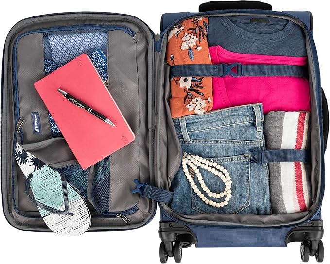 Travelpro Tourlite Softside 2-Piece Set, Expandable Luggage with 4 Spinner Wheels, Lightweight Suitcase, 21" Carry-On, 29 Check Large, Blue