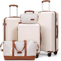 Luggage Sets 5 Piece, Suitcases With Wheels, Lightweight Travel Luggage Set With TSA Lock, ABS Hardshell Carry On Suitcase Set, White