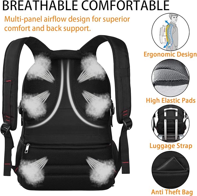 LTINVECK Travel Laptop Backpack, Extra Large Backpack for Men Women with USB Charging Port, TSA Friendly Heavy Duty Big Business Computer Backpacks Bag Fit 17 Inch Laptops, RFID Backbag