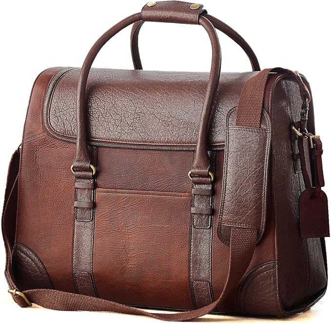 Wine Enthusiast 6-Bottle Leather Wine Tote Bag | Handcrafted Leather Wine Carrier with Dividers | Secure Buckle & Zipper Closure | Portable Wine Cooler Bag for Picnics, Travel & Parties | Wine Gifts