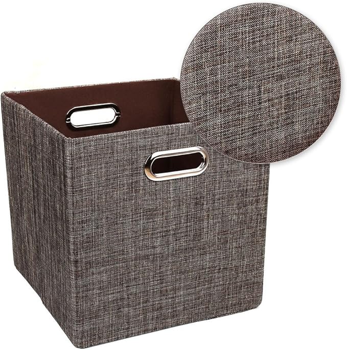 Storage Bins Cube Containers Boxes,Thick and Heavy Duty Fabric Drawers, 11×11 inch- Set of 4,Brown