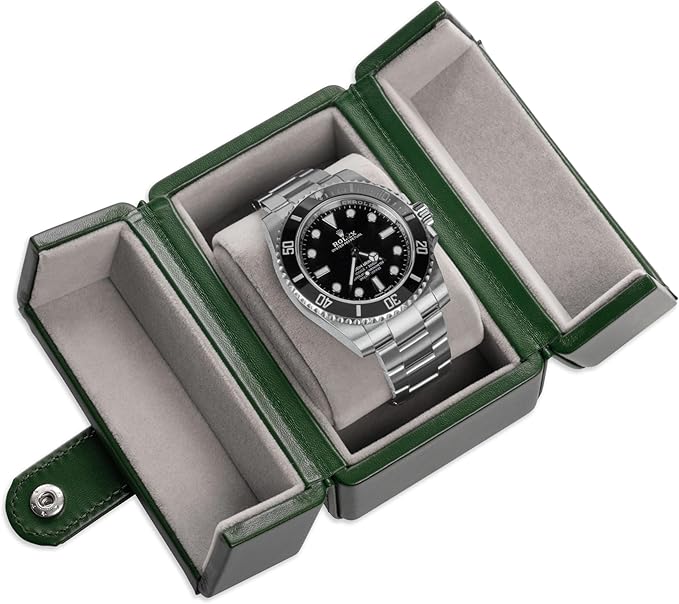 Single Travel Watch Case - Vintage Inspired - Exterior, Soft Microfiber Lining, Fits Up to 42mm Watches - Vegan Leather - Reliable Storage for Home or Travel