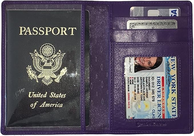 Personalized Monogrammed Dark Purple Leather RFID Passport Wallet