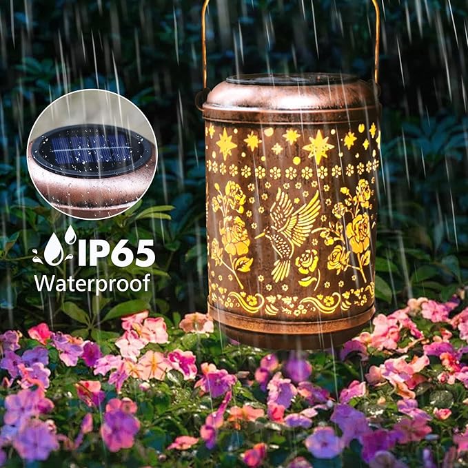 Solar Lanterns Outdoor Waterproof Hummingbird Christmas Garden Decor for Outside Birthday Gifts for Women Mom Grandma Hanging Solar Lights Metal Decoration for Yard, Patio,Backyard,Porch