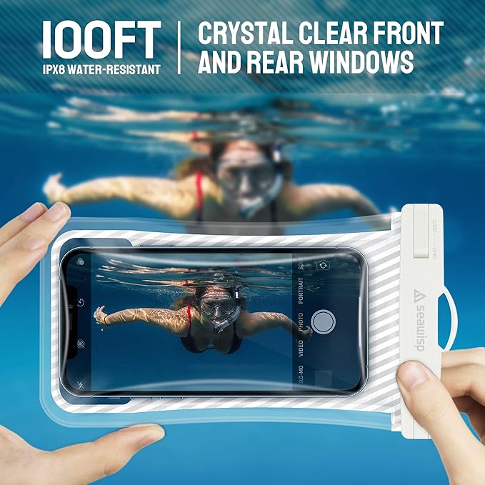 Waterproof Phone Pouch [Floating Airbag Design] Universal IPX8 Cellphone Case Dry Bag with Lanyard for iPhone 16 15 14 13 Pro Max Galaxy S24 S23 Phones Up to 6.9'' for Beach Vacation, White
