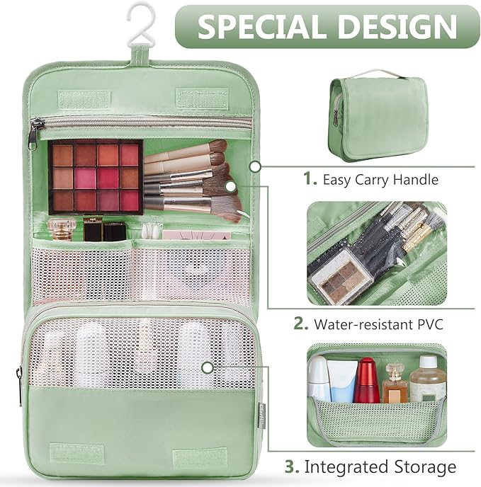 8 Set Packing Cubes for Travel, Anti-Tearing Suitcase Organizer for Luggage with Shoe & Hanging Toiletry Bag,Gifts for Women Mom,OlarHike Vacation Essentials & Accessories for Cruise Ship,Matcha Green