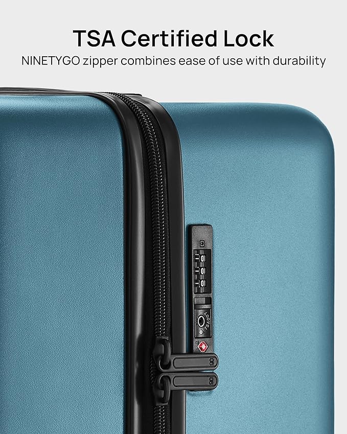 Carry On Suitcase, 20 Inch Carry-On Luggage with Double Spinner Wheels, Anti-Burst Zipper, Hard Case PC Suitcase Carry On, Lightweight Travel Luggage, TSA Approved (Topaz Blue, Hudson)