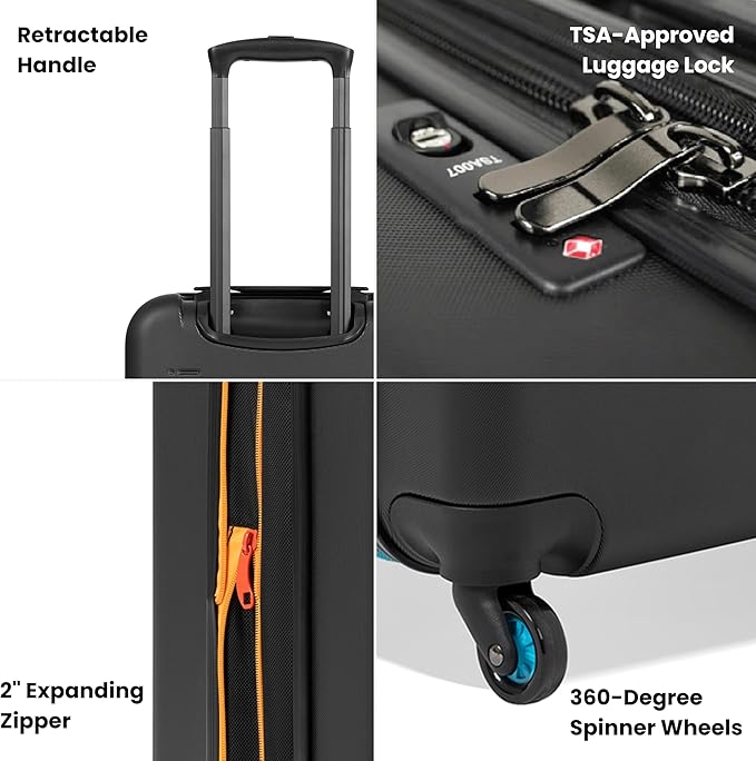 Sherpani Meridian, 22 Inch Carry On Luggage Airline Approved, Rolling Hardside Suitcase 22x14x9, Travel Luggage for Women, Expandable Suitcase, Travel Gift (Chromatic)