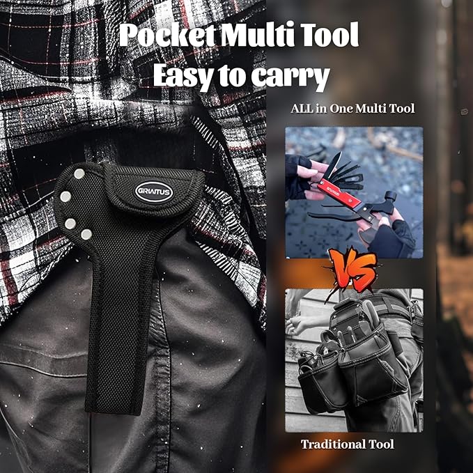 Multitool Camping Accessories Gifts for Men Survival Gear 18 in 1 Camping Multi Tool with Axe Hammer Saw Screwdrivers Pliers Bottle Opener Stocking Stuffers Gifts for Men Dad Him