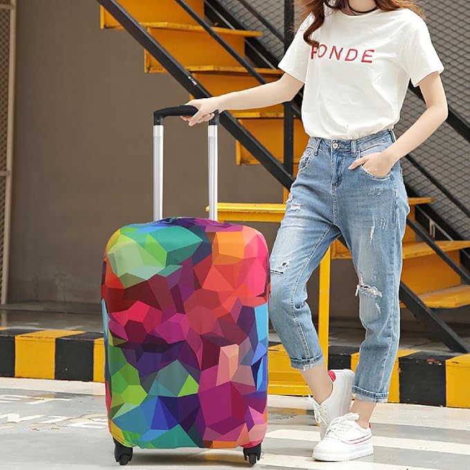 Explore Land Travel Luggage Cover Suitcase Protector Fits 18-22 Inch Case (Geometry, S)
