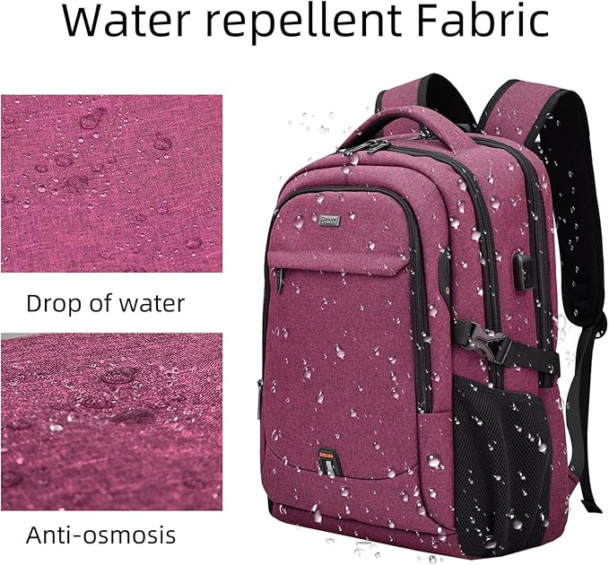 DUSLANG 17 Inch Laptop Backpack for Travel Water Resistant College Backpack for Women Laptop Bag with USB Charging Port Work Backpack,Rose