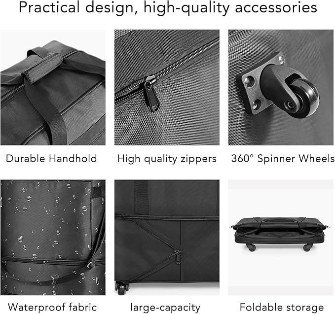 Suitcases with Wheels, Expandable Foldable Luggage Bag