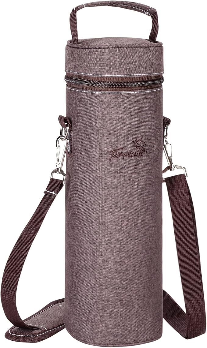 Tirrinia Single Bottle Wine Gift Carrier Bag, Insulated Travel Wine Cooler Tote with Shoulder Strap for Picnic, Party, BYOB Restaurant, Portable One Bottle Wine Chiller Container, Gift for Wine Lovers